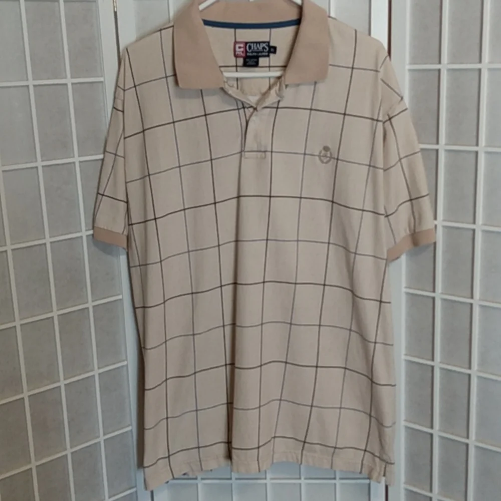 *Chaps Ralph Lauren Polo Shirt Men's‎ XL Collared Short Sleeves Checkered